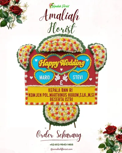 Karangan Papan Bunga Pernikahan di Maniis